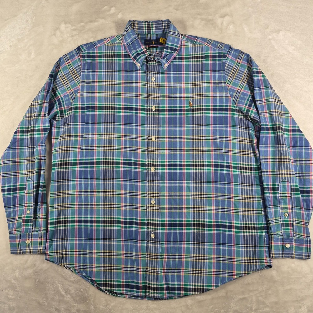 Ralph Lauren Button Down Shirt Men's XL Classic Fit Plaid Long Sleeve Pony